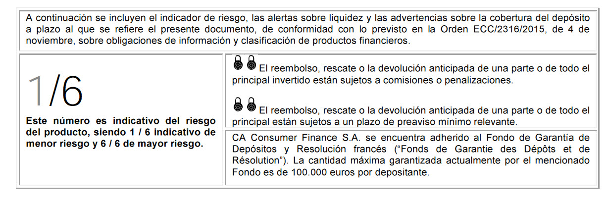 credit agricole depositos seguros