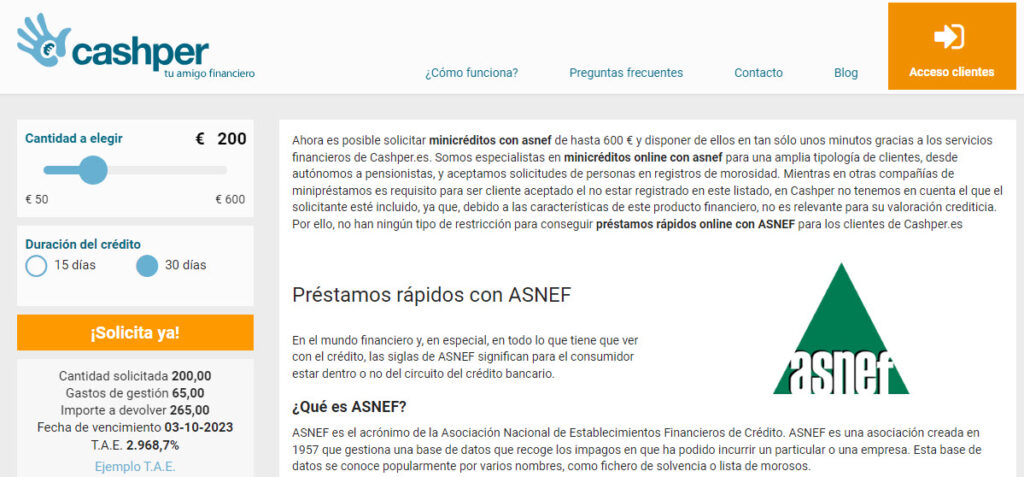 obtener dinero urgente hoy si estoy en ASNEF