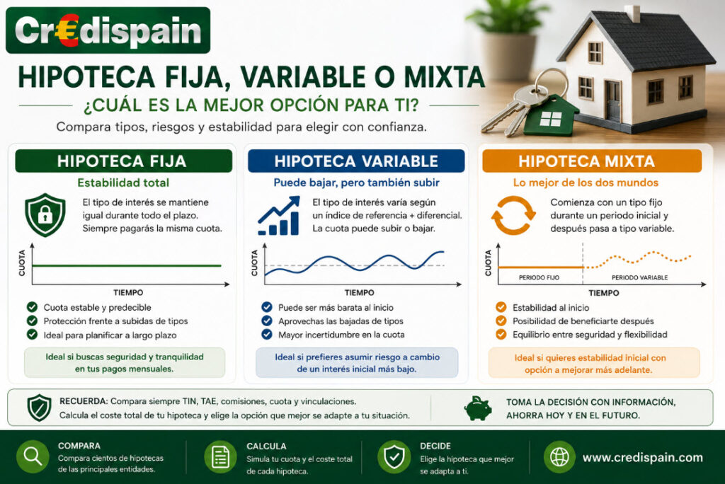 Hipoteca fija, variable o mixta
